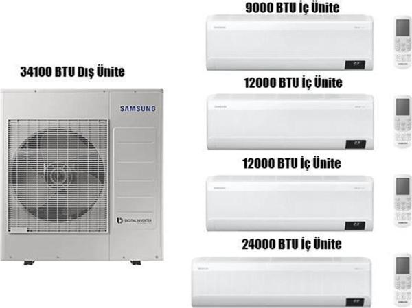 Samsung Windfree™ 9000 +12000+12000+24000 Btu/H Iç Üniteli Ve 34100 Btu/H Dış Üniteli Multi Klima - Image 1