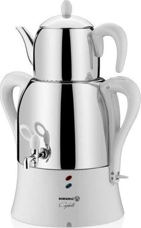Korkmaz A341-13 Çaykolik Krem 2000 W Çelik Semaver - Image 1