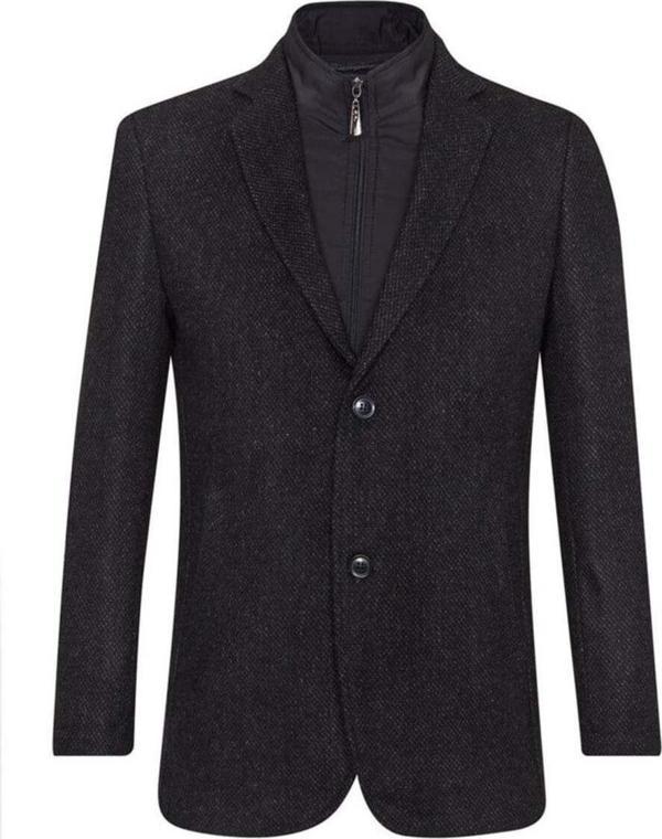 SÜVARİ Çıkma Mono Yaka Slim Fit Gri Kaban - Image 1