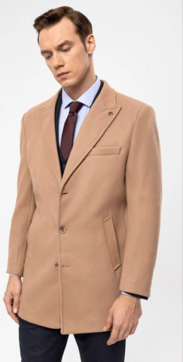 SÜVARİ Sivri Yaka Slim Kaşe Kaban - Image 1