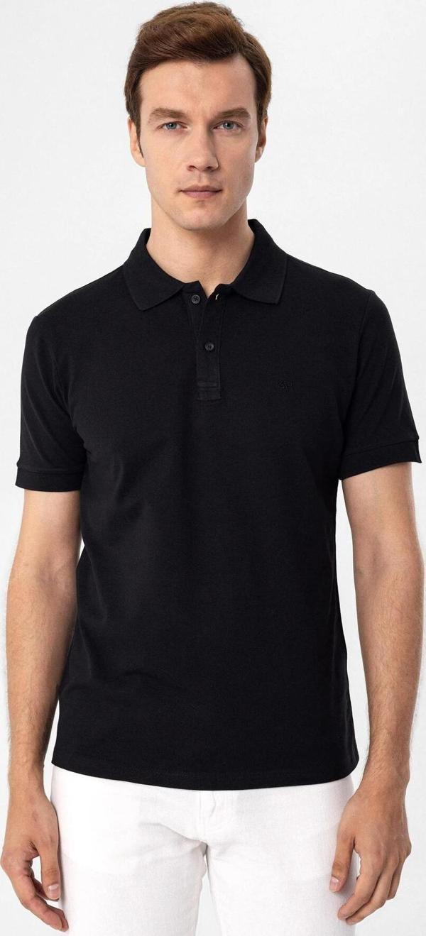 SÜVARİ Polo Yaka Regular Kalıp Armürlü Tişört - Image 1