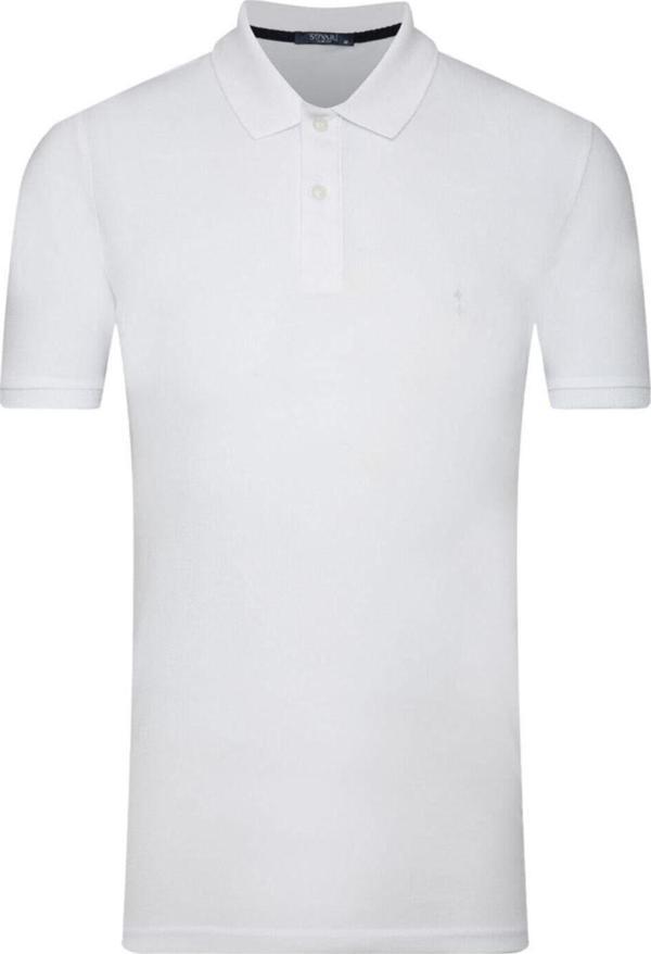 SÜVARİ Erkek Beyaz Slim Fit Polo Yaka T-Shirt - Image 1