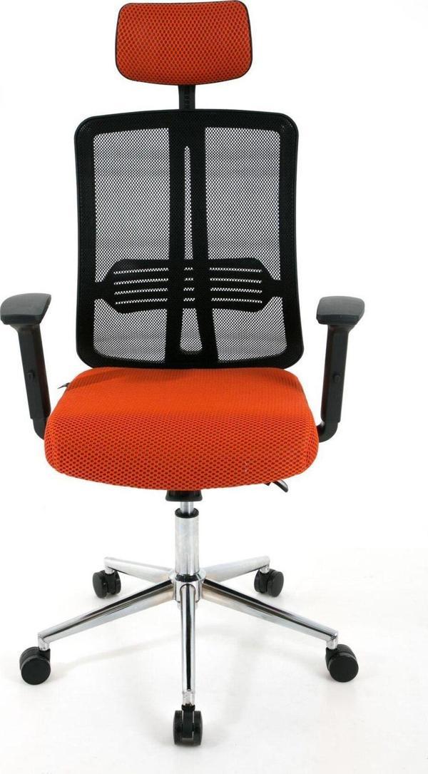 Zeon Comfort Ofis Koltuğu Çalışma Koltuğu Turuncu Krom Yıldız Ayak - Image 1