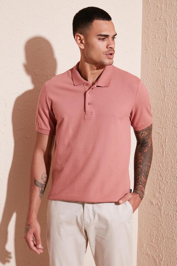 Buratti % 100 Pamuk Regular Fit Düğmeli Erkek Polo Yaka T Shirt 5902127 GÜL - Image 1