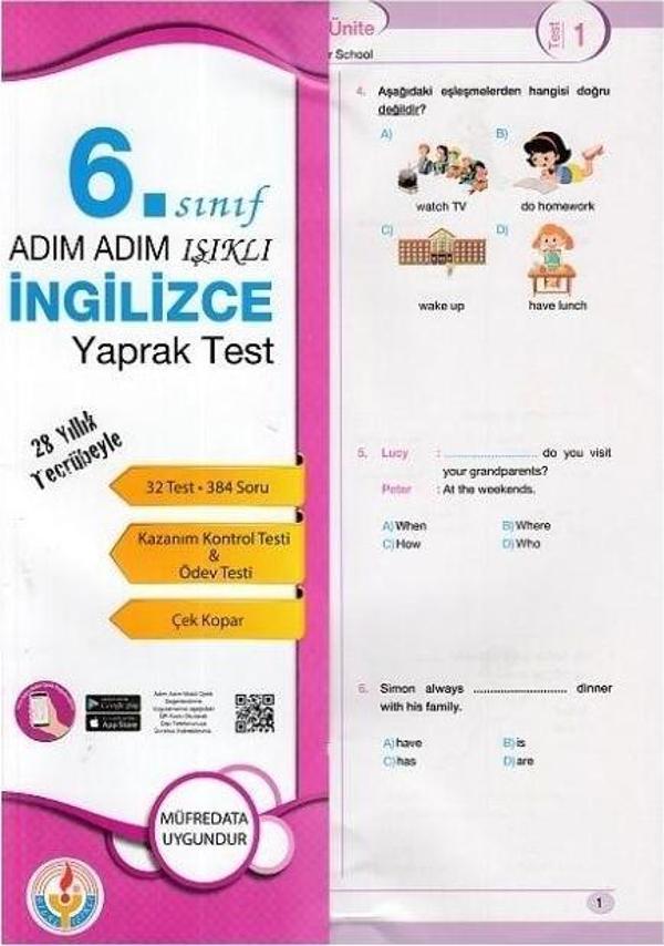 6. Sınıf Adım Adım Işıklı İngilizce Yaprak Test Bilal Işıklı Yayınları - Bilal Işıklı Yayıncılık - Image 1