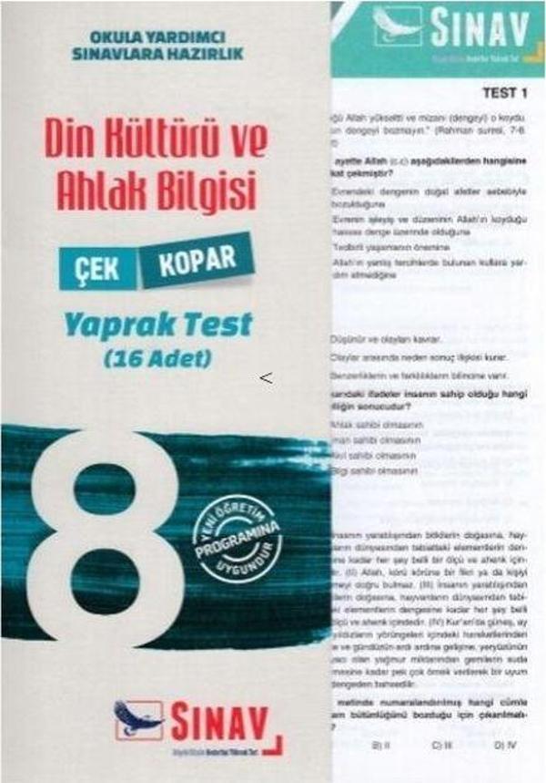 8. Sınıf Din Kültürü ve Ahlak Bilgisi Yaprak Test Sınav Dergisi Yayınları - Sınav Yayınları - Image 1