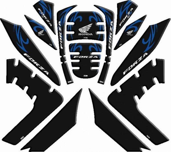 Gogo Tank Pad Seti 004 Siyah-mavi 14 Parça Honda Forza 250 2021-2022 - Image 1