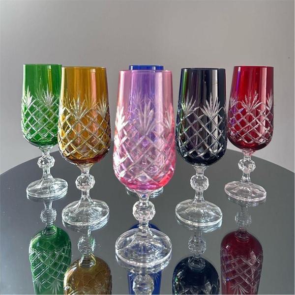Bohemia Crystal 180 Ml 6’Lı Renkli Kesme Kahve Yanı Su Bardağı - Image 1
