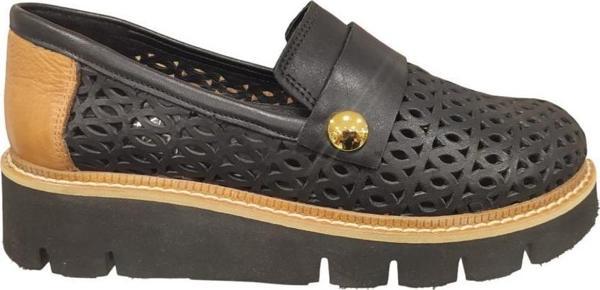 MAMMAMİA D24YA-3415 KALIN TABAN DERİ KADIN LOAFER AYAKKABI - Image 1