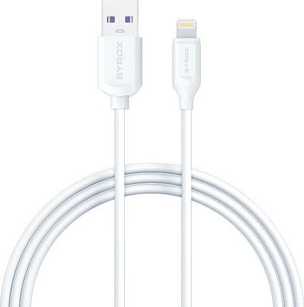 Syrox C68 2.0A 20cm USB-A - Lightning Şarj & Data Kablosu - Beyaz - Image 1