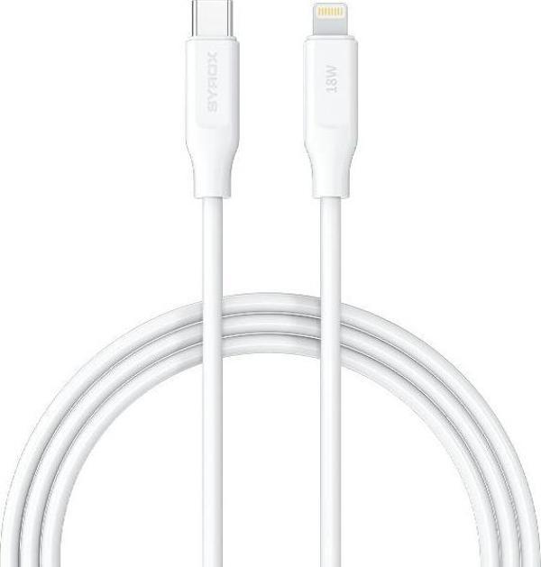 Syrox PD18LK 3.0A 18W 1mt Type-C - Lightning Şarj & Data Kablosu - Beyaz - Image 1
