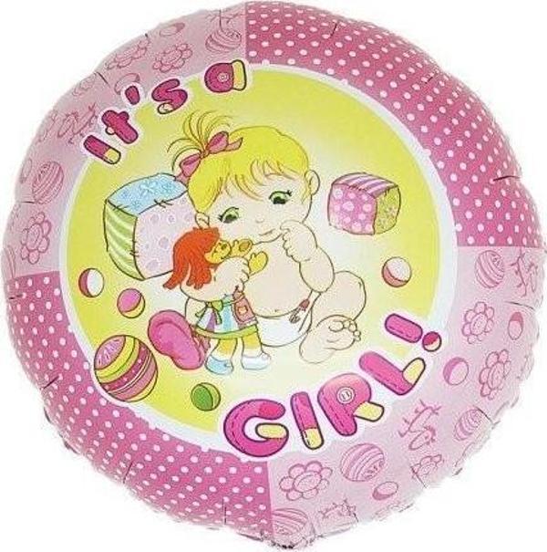 It S A Girlbalon Yuvarlak Folyo Balon 18 inç  10 Adet-Grabo 13125   - Image 1