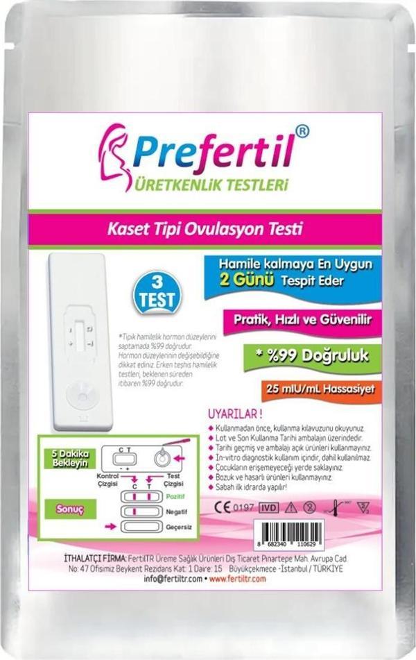 Prefertil Kaset Tipi Ovulasyon Testi - [ 1 Paket = 3 Test ] - Image 1