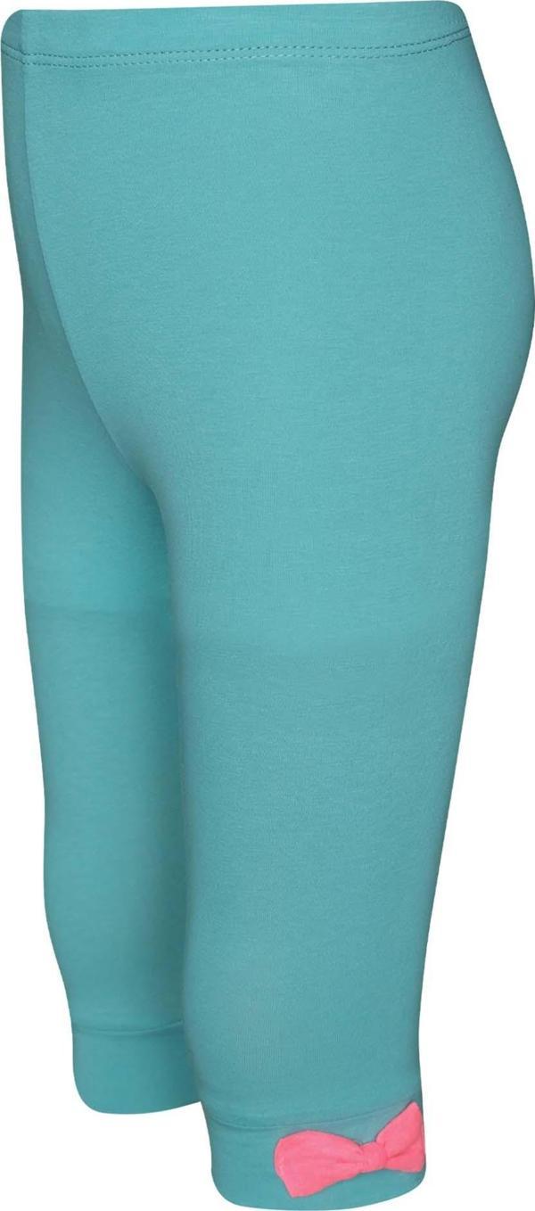 Çağla Yeşil Basic Kız Çocuk Fiyonklu Diz Altı Tayt Kapri - Image 1