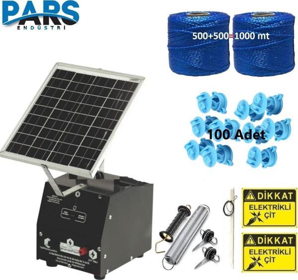 Pars P2518/1000A Güneş Enerjili Ve Akülü Elektrikli Hazır Çit Sistemi Demir İzolatörlü - Image 1