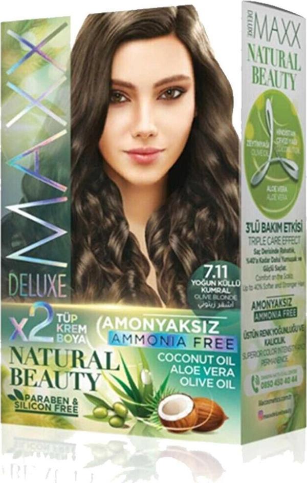 Maxx Deluxe Amonyaksız Saç Boyası 7.11 Yoğun Küllü Kumral - Image 1