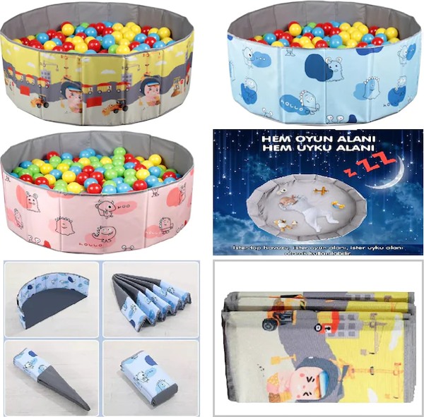Baby Marine Katlanabilir Top Havuzu - Oyun Halısı + 150 Adet 4 Renk Top Hediye - Image 1