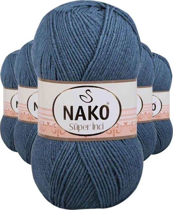 Mbb E-Ticaret 5 Adet Süper İnci El Örgü İpi 100 Gr Fırtına Mavi 185 - Image 1