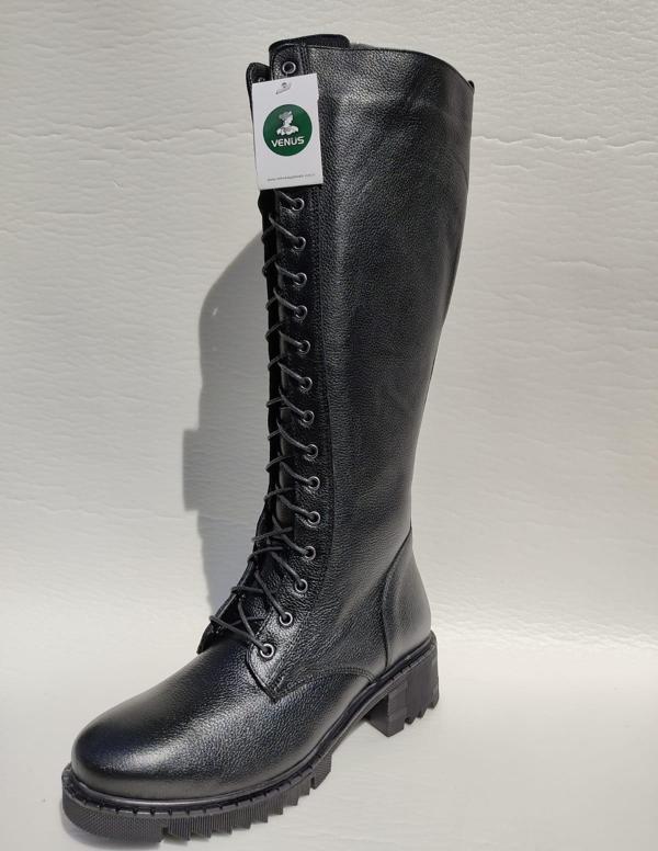 VENÜS 1950855K HAKİKİ DERİ DİZ BOYU UZUN  POSTAL ÇİZME - Image 1
