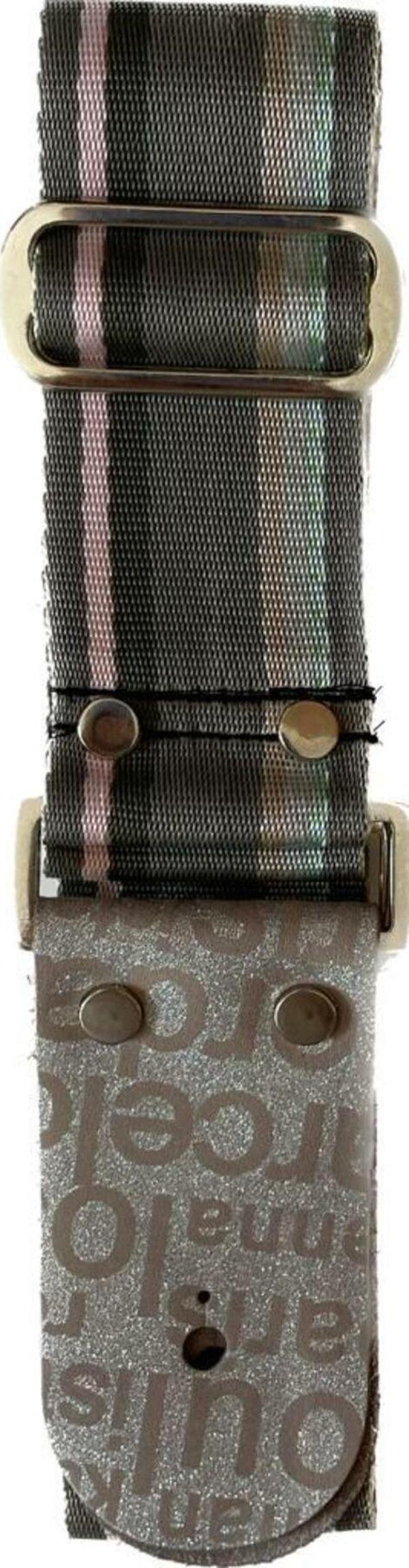 Medusa Striped Gray Deri Uçlu Gitar Askısı - Image 1