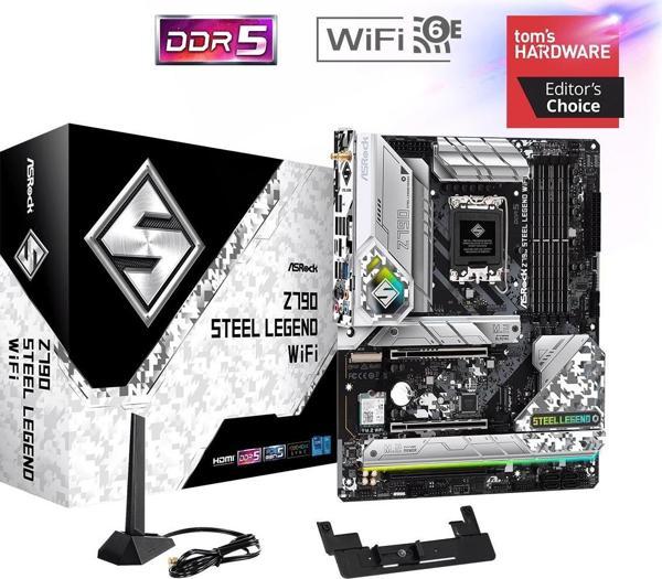 Asrock Z790 Steel Legend WIFI 90-MXBKD0-A0UAYZ Intel Z790 Soket DDR5 7200+MHZ(OC) ATX Gaming (Oyuncu) Anakart - Image 1