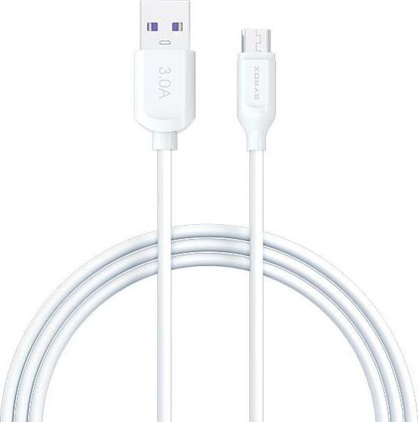 Syrox C108 3.0A 18W 1mt USB-A - Micro USB Şarj & Data Kablosu - Beyaz - Image 1