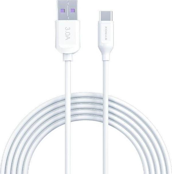 Syrox C111 3.0A 18W 2mt USB-A - Type-C Şarj & Data Kablosu - Beyaz - Image 1