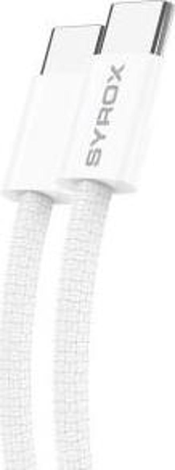 Syrox C146 60W PD 1mt Örgülü Type-C - Type-C Şarj & Data Kablosu - Beyaz - Image 1