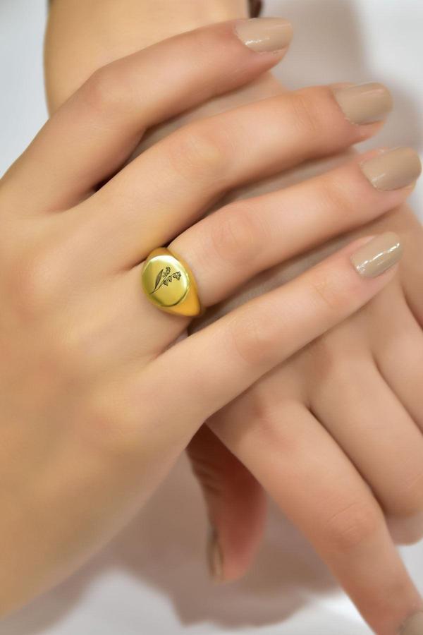 925 Ayar Gümüş Gold Kaplama Ayarlanabilir Mayıs Ayı Doğum Çiçeği Kadın Yüzük - Image 1