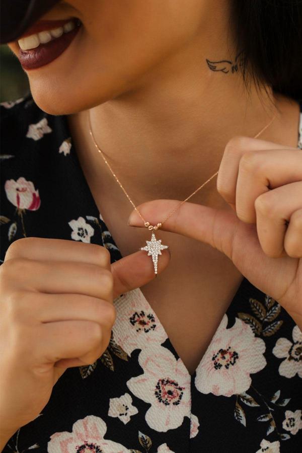 Gümüş Dorica Toplu Kutup Yıldızı Kolye - Image 1