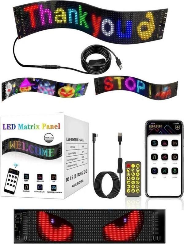 Led Matrix Panel Rg-B Ekran Kumandalı App Kontrollü Iş Yeri Otomobil Tır 60 Cm - Image 1