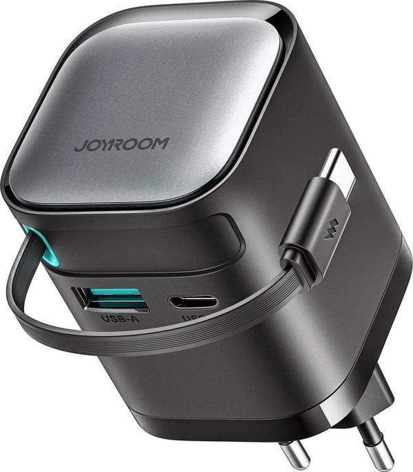 Joyroom JR-TCL02 Gan 65W Geri Çekilebilir Kablolu 2 Portlu Şarj Cihazı - Image 1