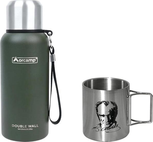 Orcamp Çelik Termos 0.50 Lt Yeşil OUT-5000+ Orcamp Katlanır Saplı Çelik Kupa Atatürk 180 ml OUT-1800 ORC-066-C1 - Image 1