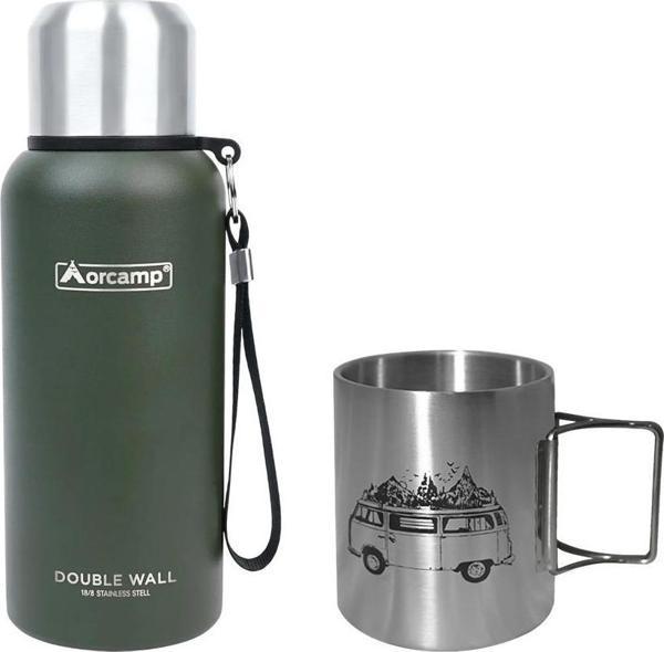 Orcamp Çelik Termos 0.50 Lt Yeşil OUT-5000+ Orcamp Katlanır Saplı Çelik Kupa Karavan 180 ml OUT-1800 ORC-066-C2 - Image 1