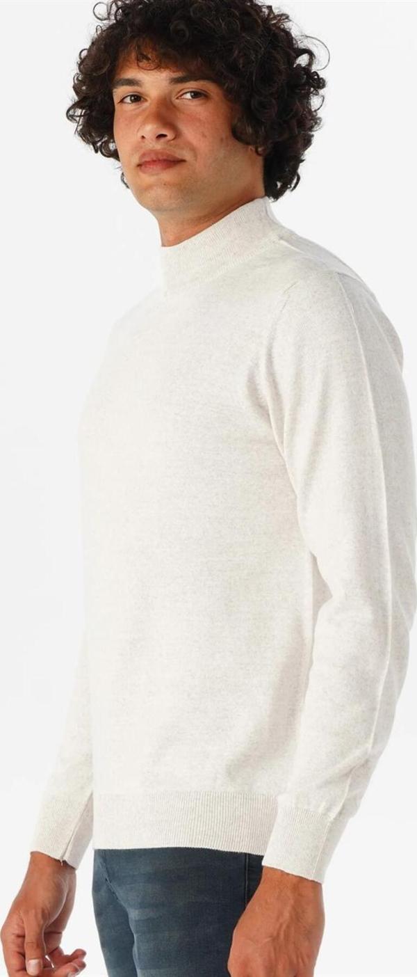 SÜVARİ Rahat Kalıp Yarım Balıkçı Yünlü Ekru Triko - Image 1