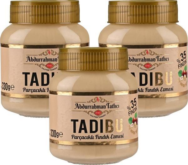 Abdurrahman Tatlıcı Tadıbu Parçacıklı Fındık Ezmesi 330 gr x 3 Adet - Image 1