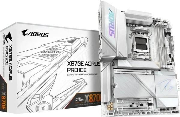 Gigabyte X870E AORUS PRO ICE WiFi 7 DDR5 8000MHz (OC) RGB M.2 AM5 ATX Anakart - Image 1