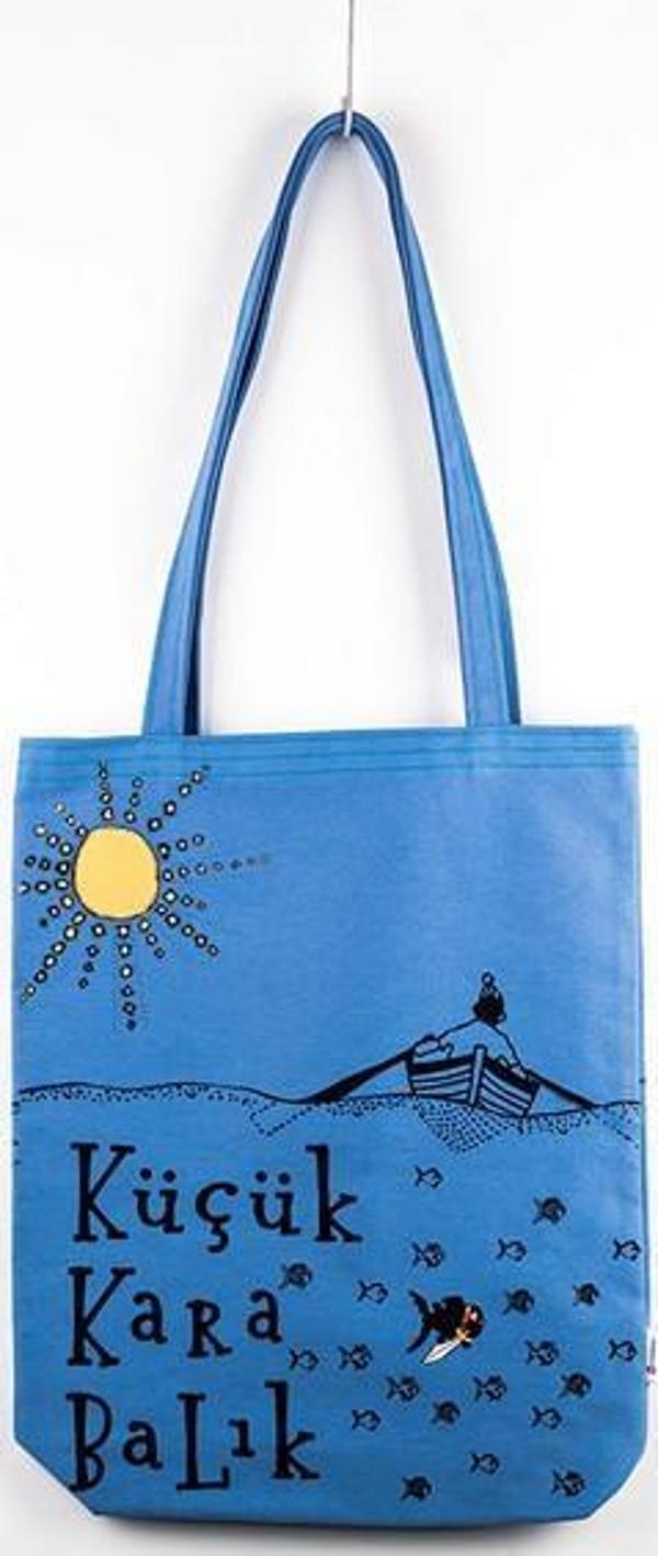 Can Dükkan Bez Çanta Gabardin Küçük Kara Balık 35x40 - Image 1