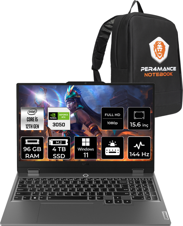 Lenovo LOQ i5 12450HX 96GB 4TB SSD RTX3050/6GB 95W 144Hz FHD 15.6" W11H Gaming Laptop  - Image 1