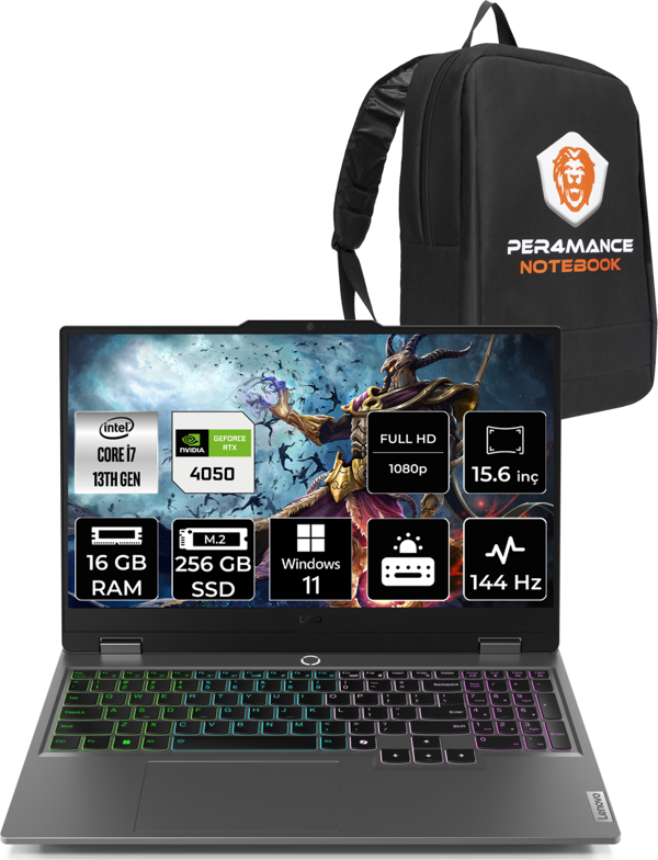 Lenovo LOQ i7 13650HX 16GB 256GB SSD RTX4050/6GB 105W 144Hz FHD 15.6" W11P Gaming Laptop  - Image 1