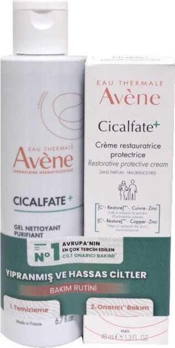 Avene Cicalfate+ Hassas Ciltler İçin Onarıcı Bakım Kremi 40ml + Temizleme Jeli 200ml Kofre - Image 1