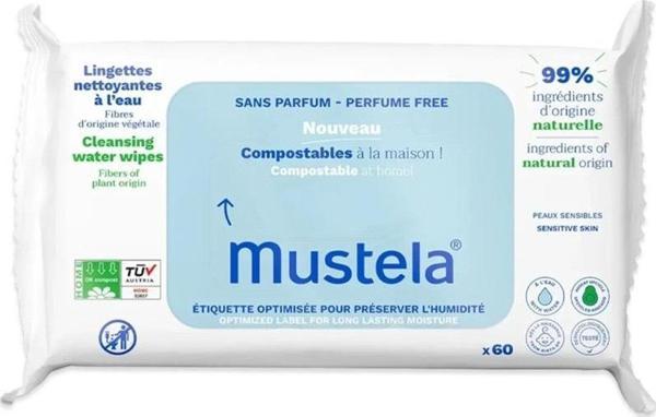 Mustela Parfümsüz Kompostlanabilir Temizleme Mendili 60 Adet - Image 1