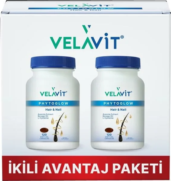 Velavit Phytoglow Hair & Nail 120 + 120 Kapsül Set - Image 1