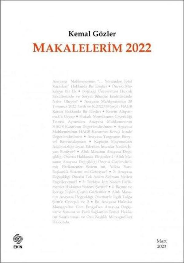Makalelerim 2022 - Ekin Basım Yayın - Image 1