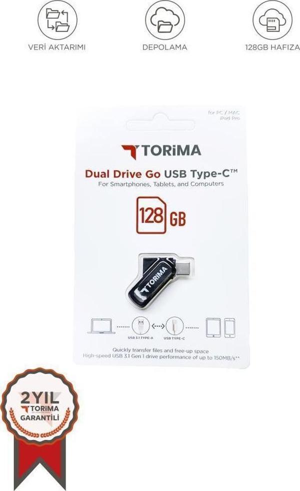 Torima Siyah 128GB Çift Sürücülü USB-TYPE-C OTG - Image 1