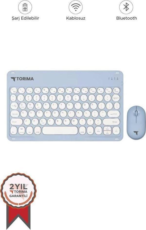 Torima TMK-08 Mavi Kablosuz Bluetooth Klavye Mouse Seti - Image 1