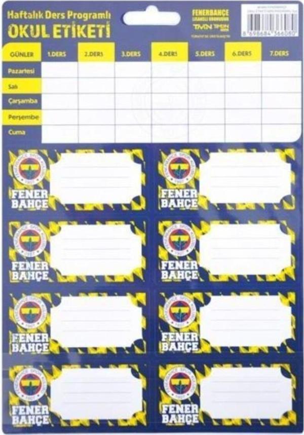 Fenerbahçe Haftalık Ders Programlı Okul Etiketi - 3 Yaprak - Image 1