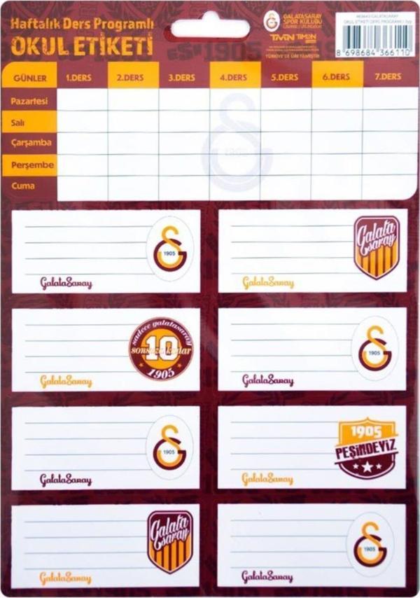 Galatasaray Okul Etiketi Ders Programlı 3 Yaprak - Image 1