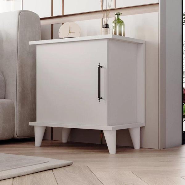 Reyo Home Enda  Adela Raflı Modern Komodin Beyaz - Image 1