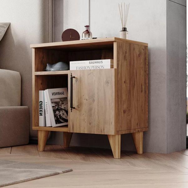 Reyo Home Enda Kommen 3 Bölmeli Kapaklı Komodin Atlantik Çam - Image 1